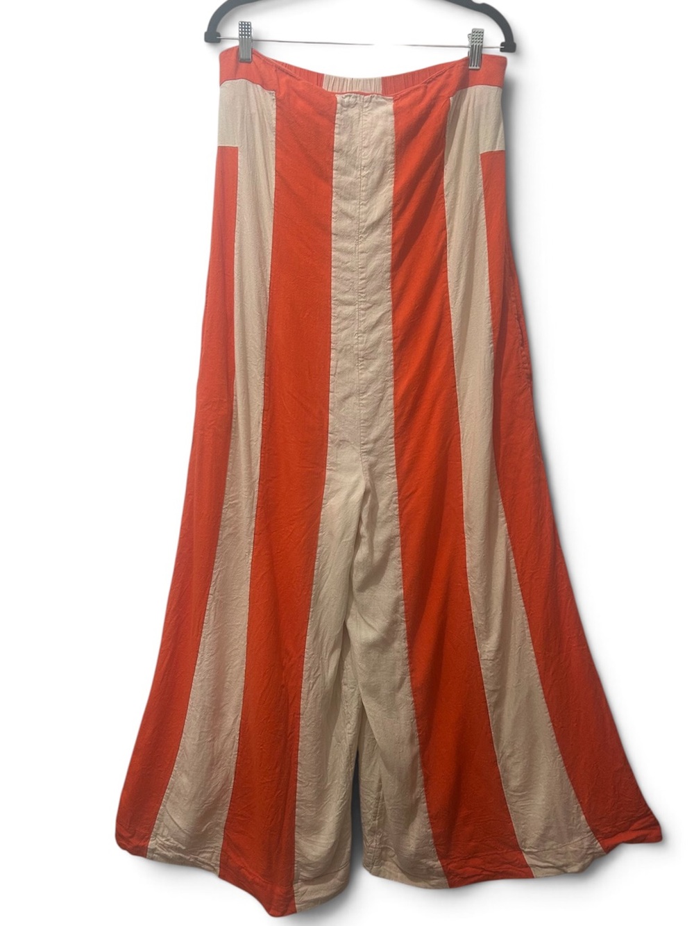 Free People Free-est Eden Striped Wide Leg Linen Blend Jumpsuit Tea Combo M Boho - Picture 4 of 15